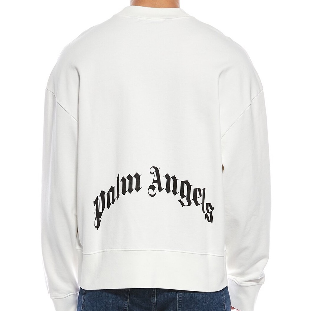 Palm Angels White & Black Crewneck Sweatshirt Size Small - Picture 2 of 8
